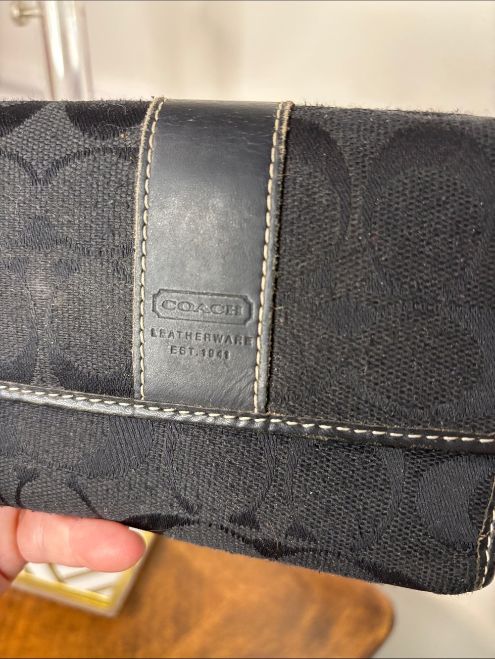 🔥Coach Black Signature Jacquard & Smooth Leather Wallet - Picture 6 of 14